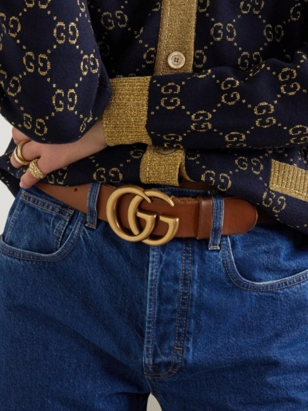 Gucci Brown Leather Belt with Gold Double G Buckle
27.5 inch